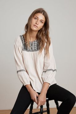 Vanna Embroidered Cotton Gauze Top (L), Velvet by Graham & Spencer