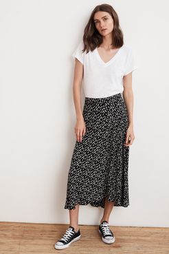 Titania Printed Challis Midi Skirt (S), Velvet by Graham & Spencer