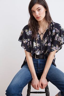 Delmis Floral Print Challis Drape Top (M), Velvet by Graham & Spencer