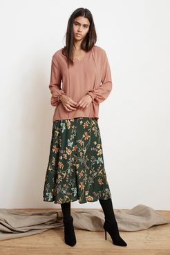 Nalani Floral Printed Challis Skirt (XL), Velvet by Graham & Spencer
