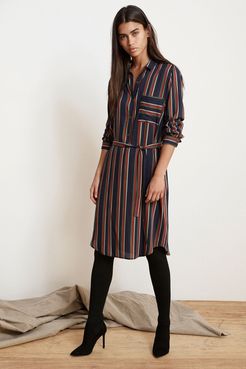 Pero Stripe Challis Button-Up Top Dress (L), Velvet by Graham & Spencer