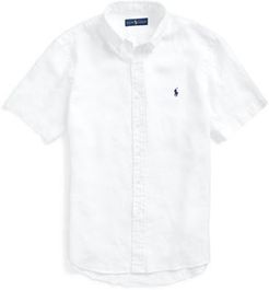 Uomo Camicia Bianco S 100% Lino
