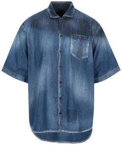 Uomo Camicia jeans Blu 46 98% Cotone 2% Elastan