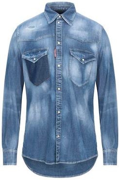 Uomo Camicia jeans Blu 46 98% Cotone 2% Elastan