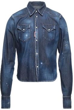 Uomo Camicia jeans Blu 48 98% Cotone 2% Elastan
