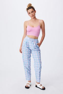 - Ultimate Pleat Pant - Cherry check collegiate blue lilac bloom