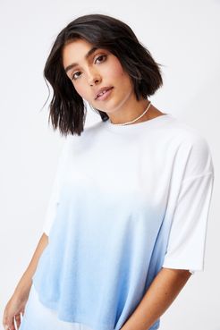 - Terry Towelling Boxy Tee - Ombre blue