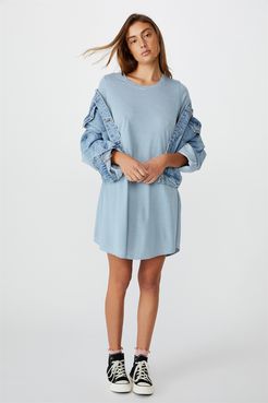 - Tina Tshirt Dress 2 - Mini molly stripe provincial blue white