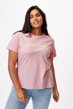 - Curve Graphic Tee - Show some love/soft mauve