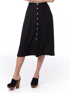 Rayon Challis Button Front Skirt