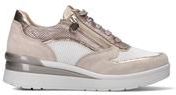 Sneaker donna beige/oro in pelle