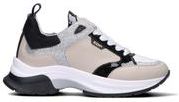 Sneaker donna beige/nera/argento in pelle