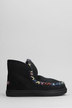 tronchetti tacco basso Eskimo sneaker in Camoscio Nero