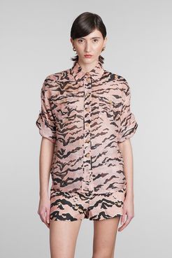 Camicia  in lino Rosa