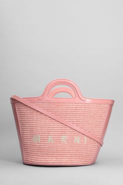 Borsa a mano Tropicalia small in rafia Rosa