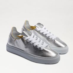 Poppy Lace-Up Sneaker Silver Metallic Leather