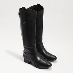 Penny2 Wide Calf Leather Riding Boot Black Leather