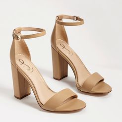 Yaro Block Heel Sandal Soft Beige Leather