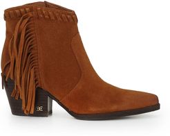 Willice Fringe Bootie Luggage Suede