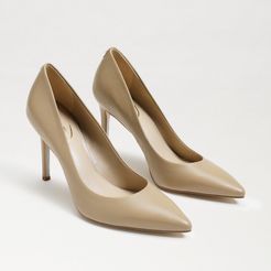 Hazel Pointed Toe Heel Soft Beige Leather