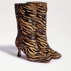 Lolita Kitten Heel Boot Tan/Black Tiger