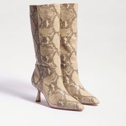 Samira Tall Kitten Heel Boot Wheat Multi Snake