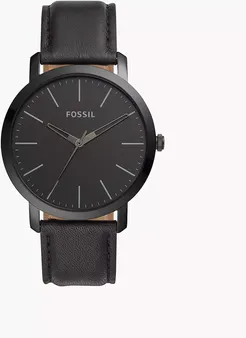 Luther Three-Hand Black Leather Watch jewelry