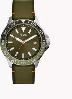Bannon Three-Hand Date Green Leather Watch
