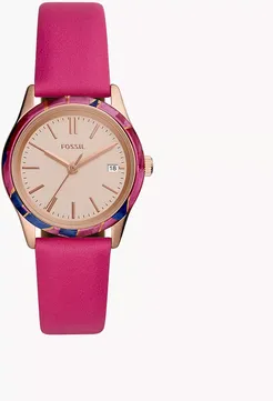 Adalyn Three-Hand Date Pink Leather Watch jewelry