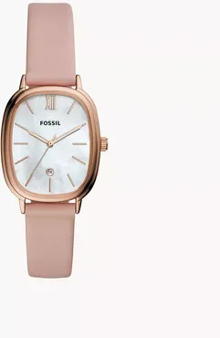 Lyla Three-Hand Date Blush Leather Watch