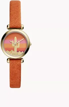 Tillie Mini Three-Hand Orange Leather Watch