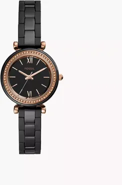 Carlie Mini Three-Hand Black Ceramic Watch