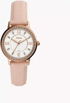 Gwen Three-Hand Date Nude Leather Watch