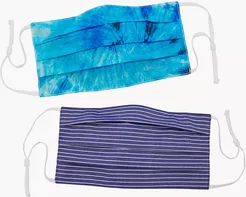 Set Of 2 Reversible Tie-Dye And Striped Unisex Face Masks  FCU0327998