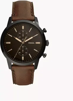 Townsman 44Mm Chronograph Brown Leather Watch Jewelry