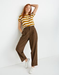 Pleated Taper Wide-Leg Pants in Desert Check