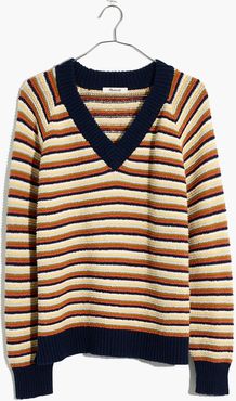 Arden V-Neck Crop Pullover Sweater in Stripe