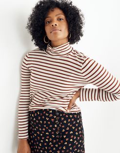 Whisper Cotton Turtleneck in Baker Stripe