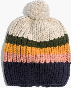 Striped Pom-Pom Beanie