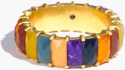 Multicolored Semiprecious Stone Baguette Ring
