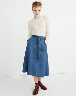 Rigid Denim Tie-Waist Midi Skirt in Homedale Wash