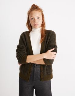 Short Kent Ex-Boyfriend Cardigan Sweater in Tonal Herringbone