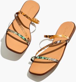 The Lyra Slide Sandal in Snake Embossed Leather