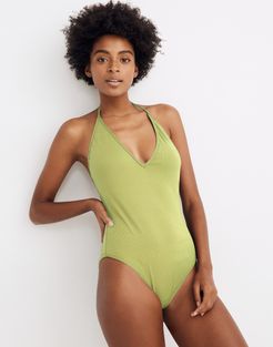 Madewell Second Wave Ribbed Halter One-Piece Swimsuit