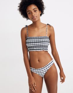 Madewell Second Wave Smocked Bikini Top in Windowpane