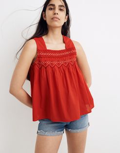 Embroidered Smocked Tank Top