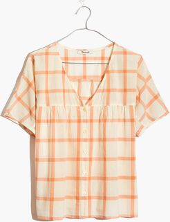 Rhyme Button-Front Top in Plaid