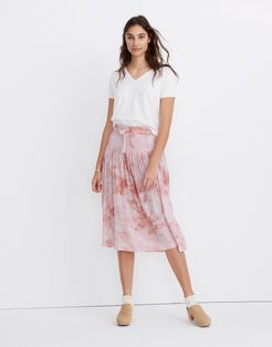 Tie-Front Paperbag Midi Skirt in Tie-Dye