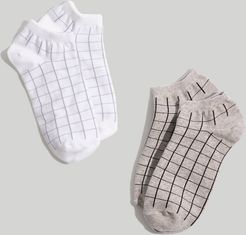 Two-Pack Grid Anklet Socks