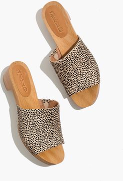 The Evelyn Slide Clog in Spotted Calf Hair